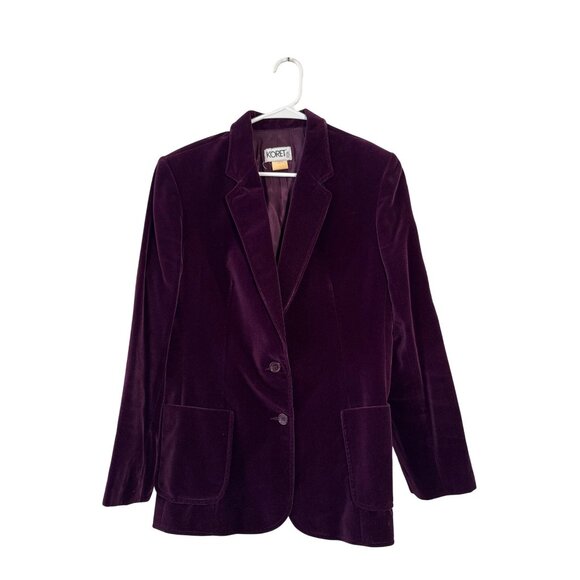 Vintage Koret Plum Velvet Blazer Jacket Size 16 Button Fall Fashion Made in USA - Picture 1 of 10